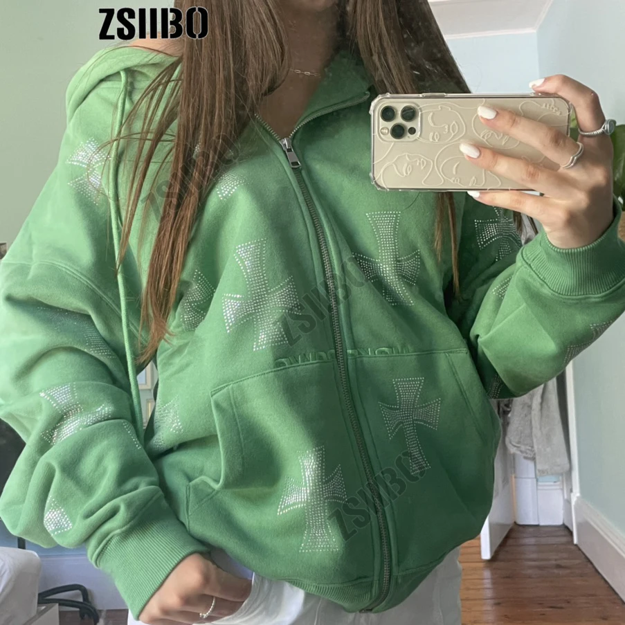 Women's Fashion 90s Vintage Rhinestone Cross Print Y2k Zip Up Hoodies Long Sleeve Women's Sweatshirt Aesthetic Winter Grunge EMO
Women's Fashion 90s Vintage Rhinestone Cross Print Y2k Zip Up Hoodies Long Sleeve Women's Sweatshirt Aesthetic Winter Grunge EMO