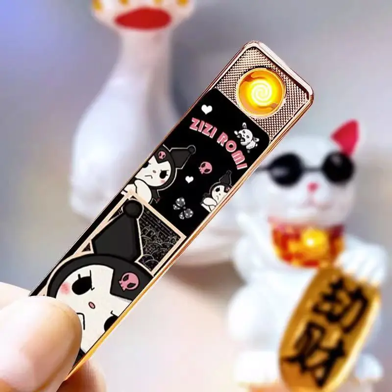 Sanrio Kuromi Милая перезаряжаемая Зажигалка высокой стоимости ins ультратонкая