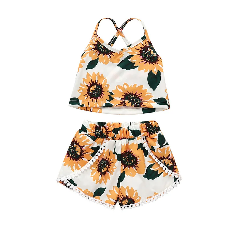 Girls suit summer full print sunflower tassel lace two-piece children's clothing middle and small children
Girls suit summer full print sunflower tassel lace two-piece children's clothing middle and small children