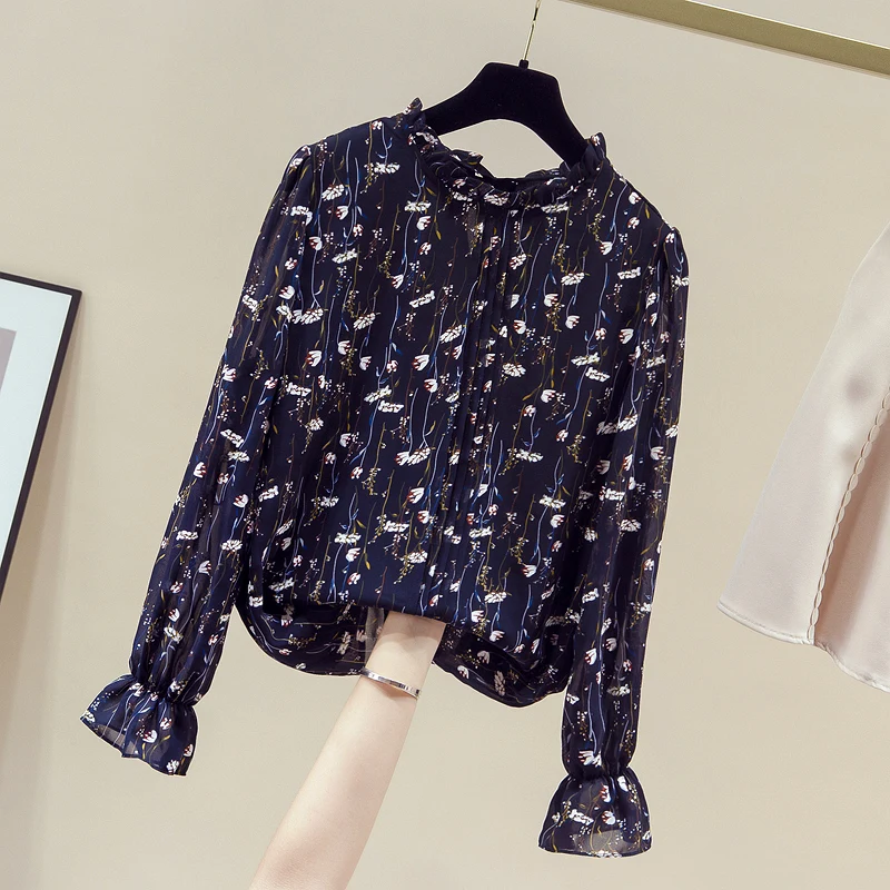 Floral Chiffon Womens Tops Fashion Blouse Print Long Sleeve Shirt Edible Tree Fungus Stitching Flare Sleeve Stand Collar Blouses
Floral Chiffon Womens Tops Fashion Blouse Print Long Sleeve Shirt Edible Tree Fungus Stitching Flare Sleeve Stand Collar Blouses