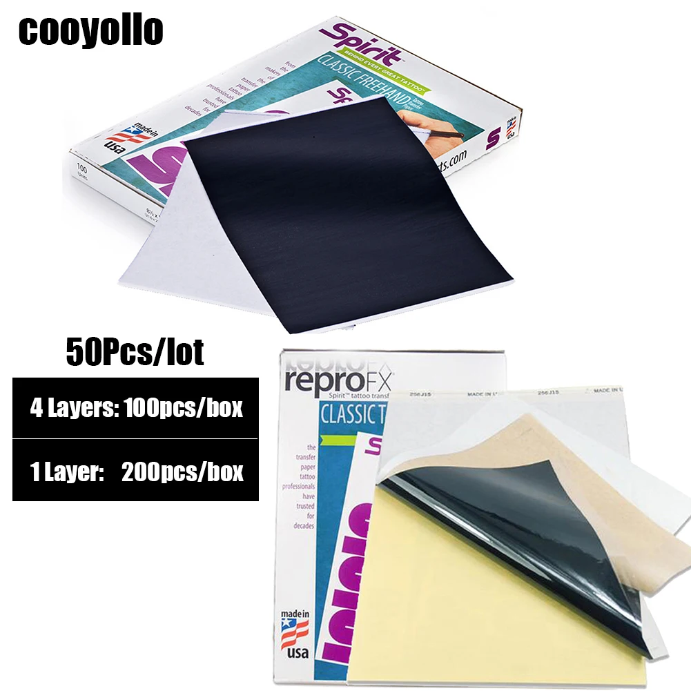 50 шт., термобумага для нанесения татуировок, 1-4 слоя
50 шт., термобумага для нанесения татуировок, 1-4 слоя