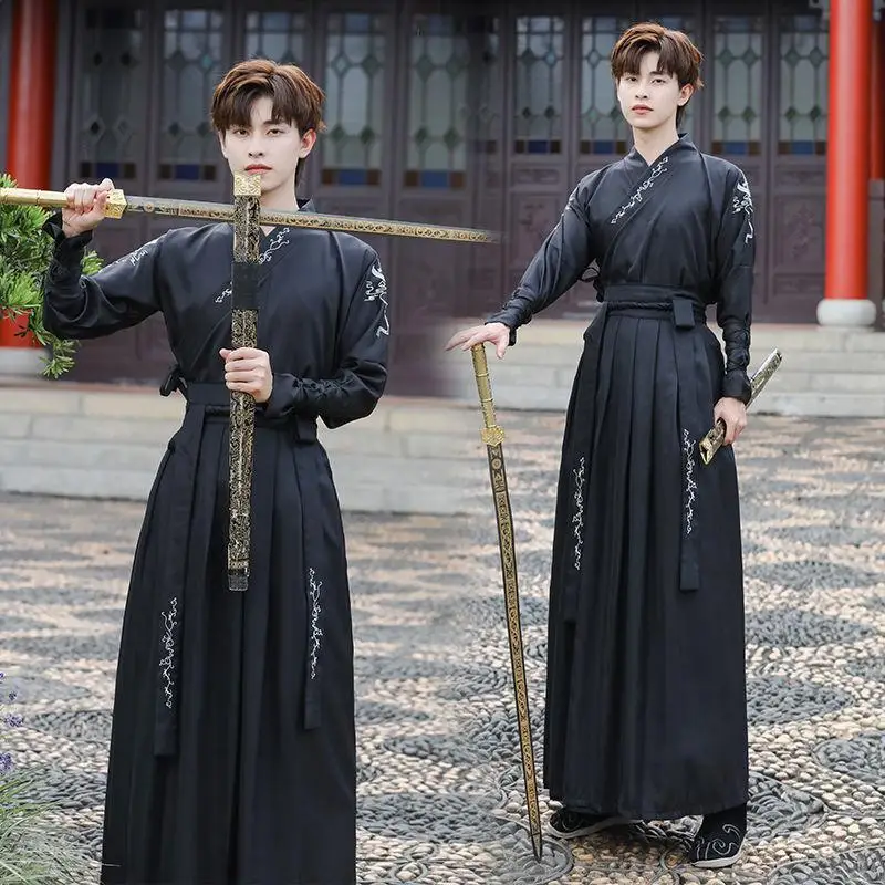 Hanfu Robes Men Traditional Chinese Style Swordsman Stage Cosplay Clothing Men Chinese Samurai Couple Ancient Folk Suit 
Hanfu Robes Men Traditional Chinese Style Swordsman Stage Cosplay Clothing Men Chinese Samurai Couple Ancient Folk Suit