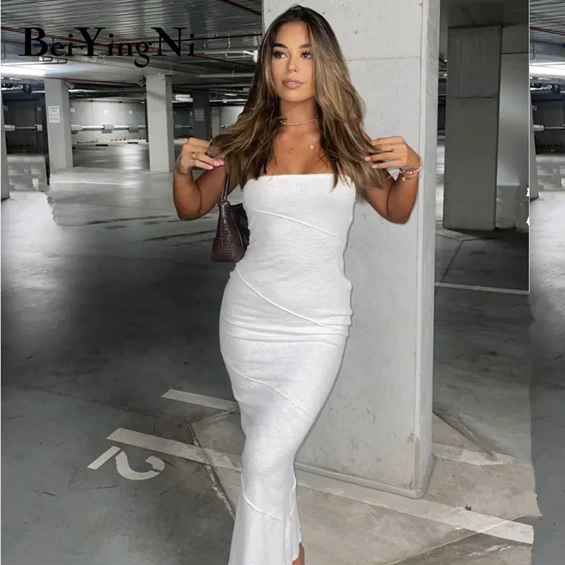 Beiyingni Dresses For Women's Slash Neck Sleeveless Backless Bodycon Long Ladies Dress White Fashion Sexy Party Vestidos Summer
Beiyingni Dresses For Women's Slash Neck Sleeveless Backless Bodycon Long Ladies Dress White Fashion Sexy Party Vestidos Summer