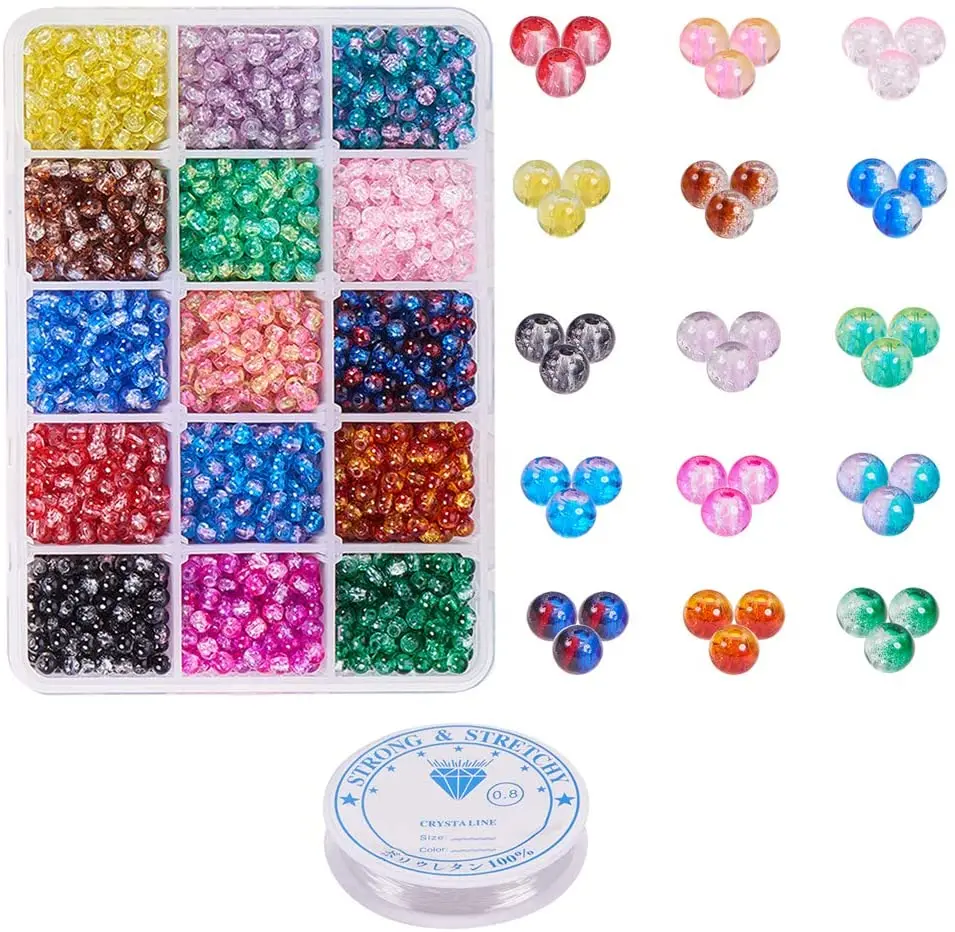 3450PCS/box 4mm Crackle Glass Beads 15 Color Round Spray Painted Lampwork Assortment Lot Crystal Elastic Thread (0.8mm; 5m/roll)
3450PCS/box 4mm Crackle Glass Beads 15 Color Round Spray Painted Lampwork Assortment Lot Crystal Elastic Thread (0.8mm; 5m/roll)