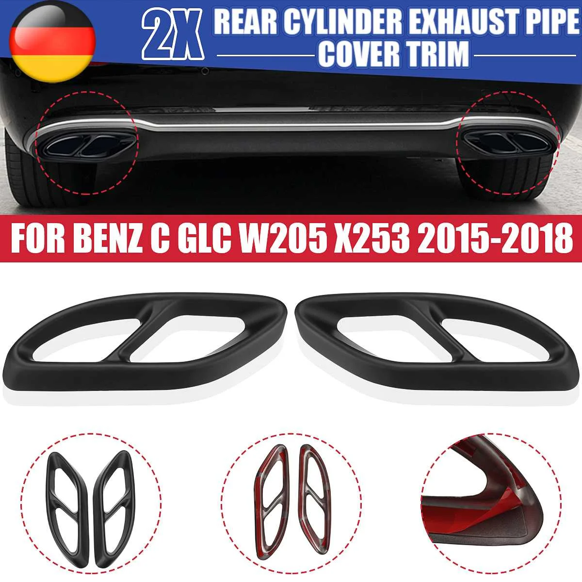 Pair Stainless Steel Rear Dual Exhaust Pipe Stick Cover For Benz E/C/B/A Class GLC/GLS/GLE Class CLA Exhaust Headers matte black
Pair Stainless Steel Rear Dual Exhaust Pipe Stick Cover For Benz E/C/B/A Class GLC/GLS/GLE Class CLA Exhaust Headers matte black
