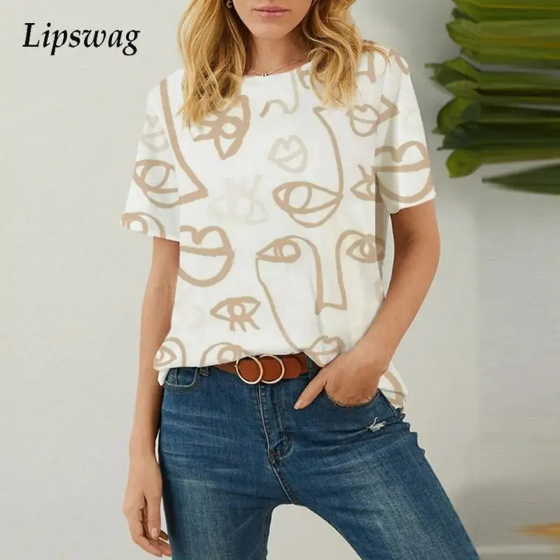 2022 Casual Streetwear Women Elegant Round Neck Short Sleeve Tops All-match Pullover Fashion Pattern Print Harajuku Blouse Shirt
2022 Casual Streetwear Women Elegant Round Neck Short Sleeve Tops All-match Pullover Fashion Pattern Print Harajuku Blouse Shirt