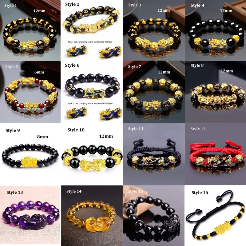 Chinese FengShui Pixiu Obsidian Stone Beads Bracelet Color Changing Wristband Wealth Good Luck Bracelet Women Men Unisex
Chinese FengShui Pixiu Obsidian Stone Beads Bracelet Color Changing Wristband Wealth Good Luck Bracelet Women Men Unisex