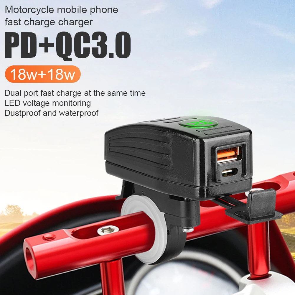 Motorcycle Phone Charger USB Fast Charging 36W Dual Port Handlebar Rearview Mirror Mount Power Adapter GPS Charger Accessories
Motorcycle Phone Charger USB Fast Charging 36W Dual Port Handlebar Rearview Mirror Mount Power Adapter GPS Charger Accessories