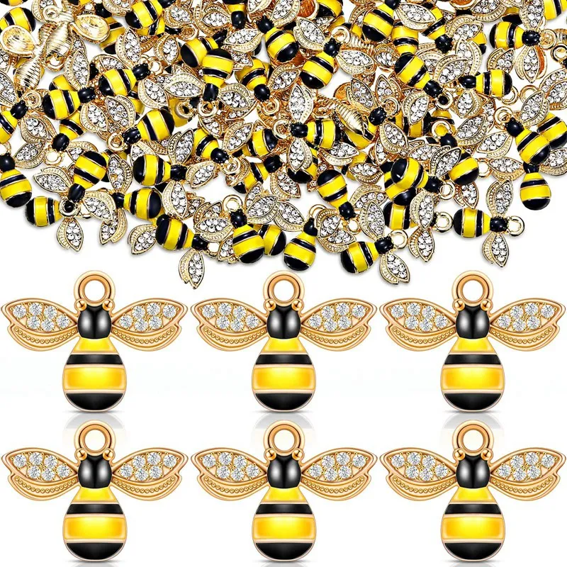 200 Pcs Enamel Bee Charms Rhinestone Enamel Craft Embellishments Alloy Bee Pendant For Jewelry Making
200 Pcs Enamel Bee Charms Rhinestone Enamel Craft Embellishments Alloy Bee Pendant For Jewelry Making