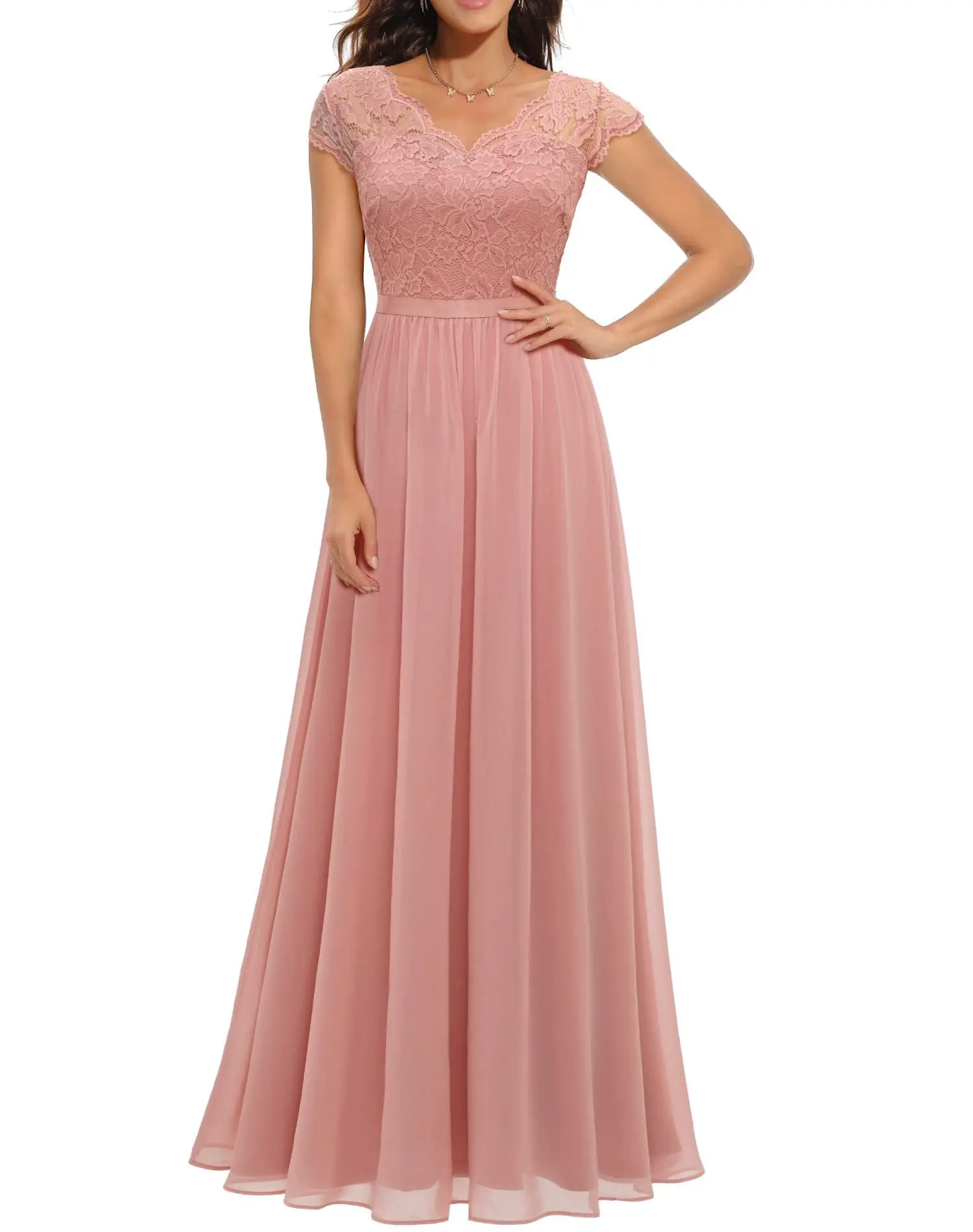 Woman Elegant Lace Evening Dress V-neck Short Sleeve Prom Party Dress Fashion A-Line Formal Bridesmaid Dresses
Woman Elegant Lace Evening Dress V-neck Short Sleeve Prom Party Dress Fashion A-Line Formal Bridesmaid Dresses