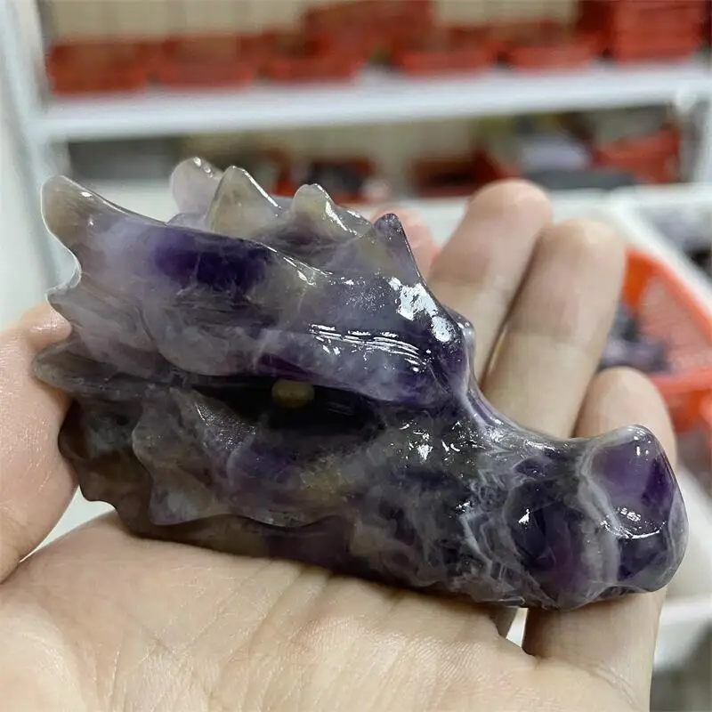 Natural Healing Crystal Carving Dream Amethyst Dragon Head Skulls Figurine Crafts Gift Home Decoration 1pcs
Natural Healing Crystal Carving Dream Amethyst Dragon Head Skulls Figurine Crafts Gift Home Decoration 1pcs