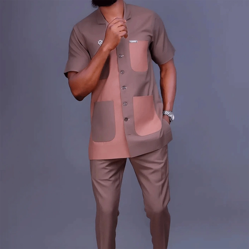 Summer Social Element Men's Clothing Setting Men's Sets Short Sleeve Solid Color Lapel Pocket Shirt and Casual Pants Two-piece
Summer Social Element Men's Clothing Setting Men's Sets Short Sleeve Solid Color Lapel Pocket Shirt and Casual Pants Two-piece