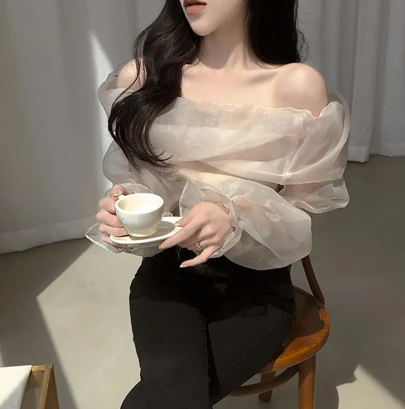 Mesh Off Shoulder Womens Tops Puff Sleeve Korean Chic Blouse Shirt Summer Thin Elegant Blusas 2022 New
Mesh Off Shoulder Womens Tops Puff Sleeve Korean Chic Blouse Shirt Summer Thin Elegant Blusas 2022 New