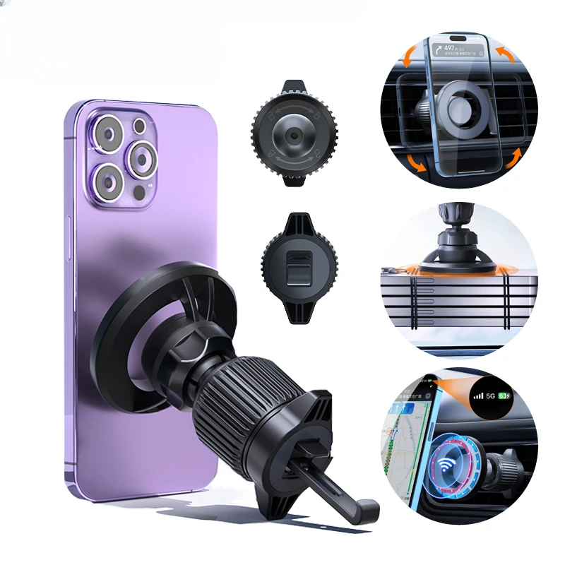 

Car Phone Holder For iPhone 13 14 Pro Xiaomi Samsung Cellphone 360 Rotation Magnetic Stand Mount For Magsafe Adjustable Bracket