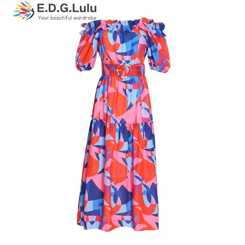 EDGLuLu Summer Clothes For Women Square Neck Short Sleeves Off Shoulder Dress Vacation Print Tie-dye Loose Long Dress 0418
EDGLuLu Summer Clothes For Women Square Neck Short Sleeves Off Shoulder Dress Vacation Print Tie-dye Loose Long Dress 0418