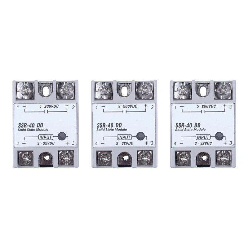 3X Single Phase Solid State Relay DC-DC SSR-40DD 40A DC3-32V DC5-60V White+Silver
3X Single Phase Solid State Relay DC-DC SSR-40DD 40A DC3-32V DC5-60V White+Silver