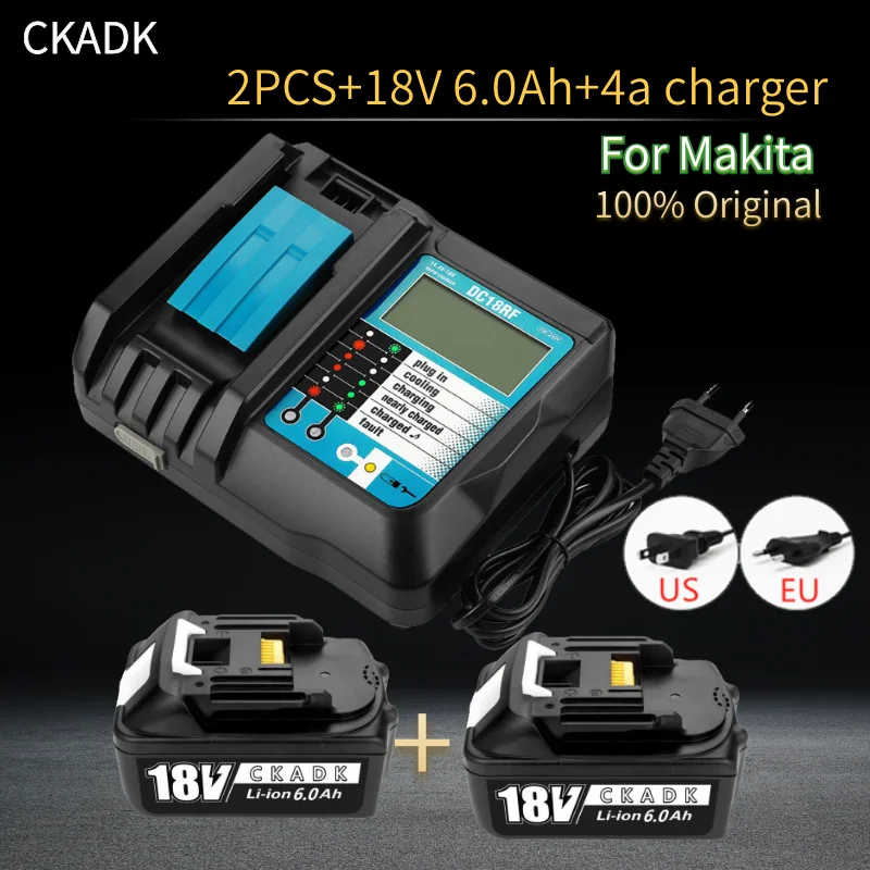 With 18v 4A Charger BL1860 Rechargeable Battery 18 V 6000mAh Lithium Ion for Makita 18v Battery BL1840 BL1850 BL1830 BL1860B
With 18v 4A Charger BL1860 Rechargeable Battery 18 V 6000mAh Lithium Ion for Makita 18v Battery BL1840 BL1850 BL1830 BL1860B