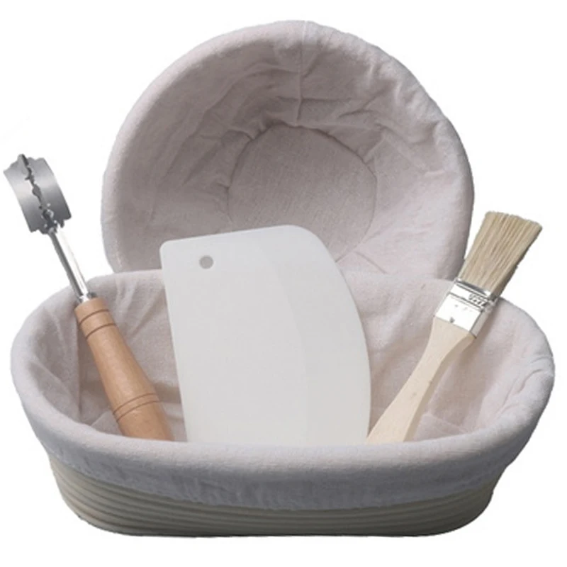5 Piece Set Dough Banneton Bread Fermentation Rattan Basket With Cotton Liner Bread Knife Plastic Scraper Brush
5 Piece Set Dough Banneton Bread Fermentation Rattan Basket With Cotton Liner Bread Knife Plastic Scraper Brush