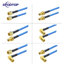 New SMA Male Plug to SMA Female Connector Blue Color RG402 Semi Flexible High Frequency Coaxial Cable 50 Ohm Adapter 10cm-20m