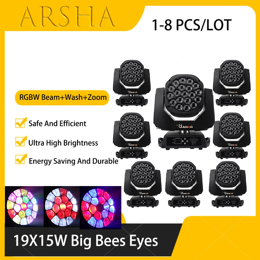 1-8 PCS LED Beam Wash Light Bees Eyes 19x15W RGBW Moving Head Lighting Zoom Light For DJ Nightclub Party Disco Effect Stage
1-8 PCS LED Beam Wash Light Bees Eyes 19x15W RGBW Moving Head Lighting Zoom Light For DJ Nightclub Party Disco Effect Stage