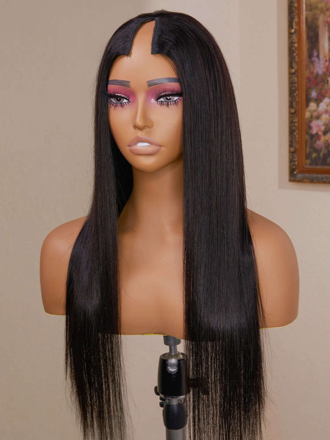 

Soft Black 24 inch Silky Straight U Part Wig European Remy Human Hair Wig Natural Jewish Glueless For Black Women Daily Wear