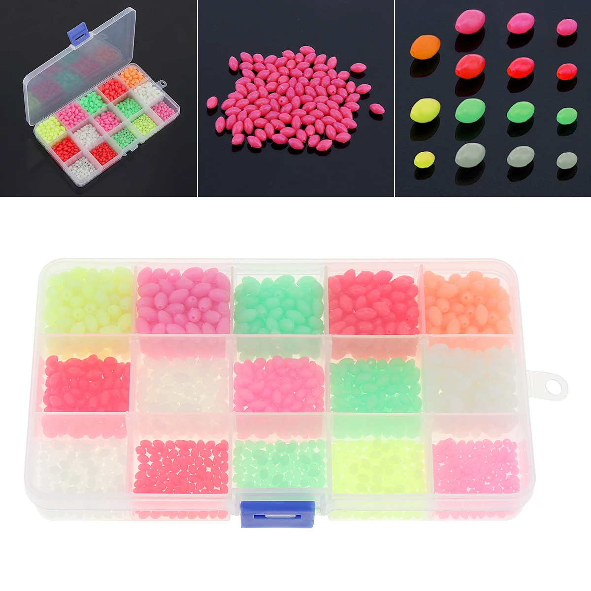1500pcs Hot Oval Hard Luminous Fishing Beads 3 x 4mm 4 x 6mm 5 x 8mm 3 Sizes Mixed Sea Fishing Lure Floating Float with Box
1500pcs Hot Oval Hard Luminous Fishing Beads 3 x 4mm 4 x 6mm 5 x 8mm 3 Sizes Mixed Sea Fishing Lure Floating Float with Box