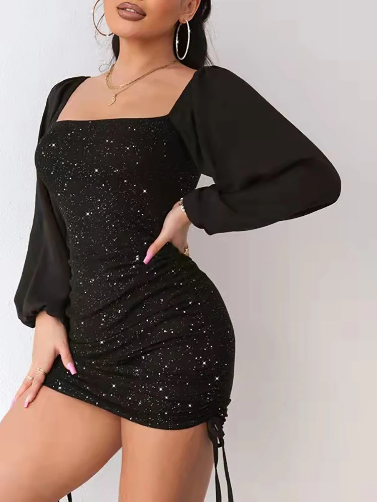 High Waist Long-Sleeve Sheath Mini Dress Blue Flat-Fitting Collar Sexy Dress Solid Color Fashion Slim Fit Bodycon Dresses Skirt
High Waist Long-Sleeve Sheath Mini Dress Blue Flat-Fitting Collar Sexy Dress Solid Color Fashion Slim Fit Bodycon Dresses Skirt