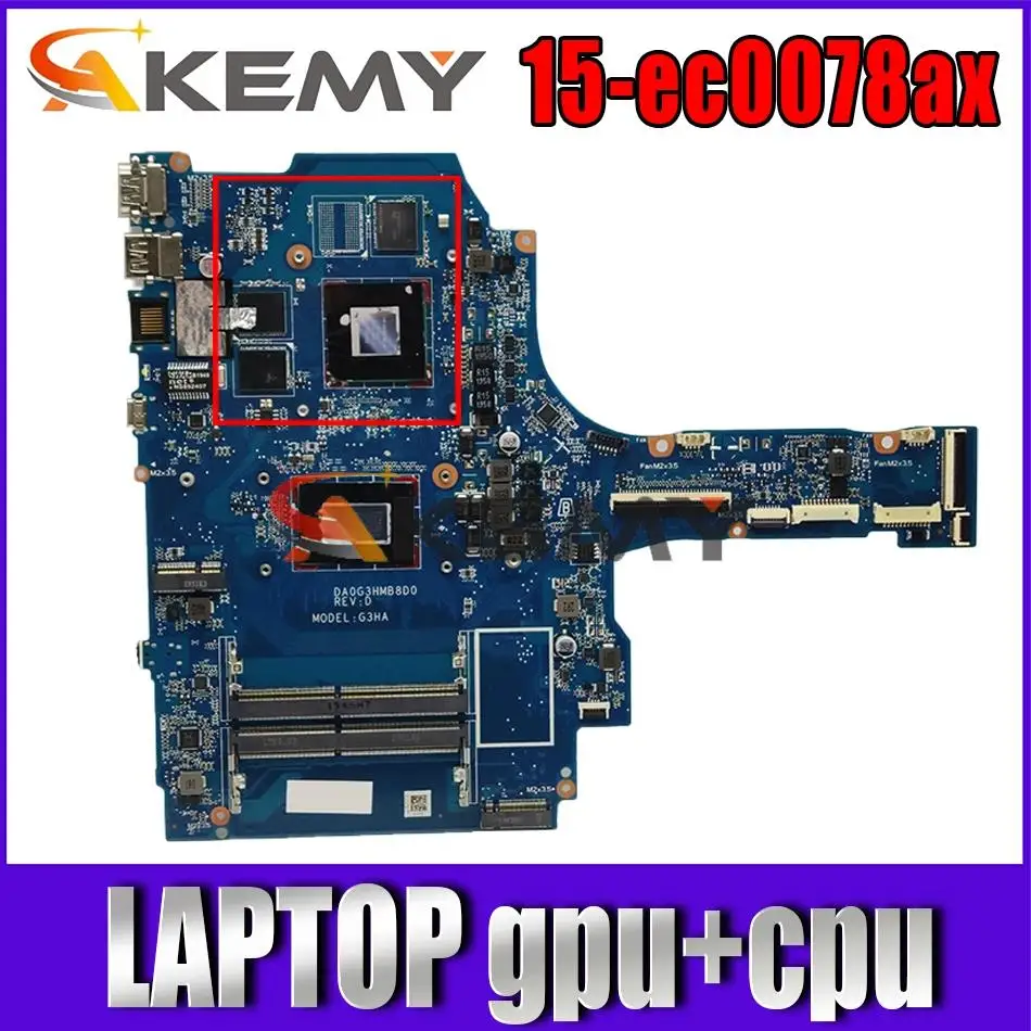 Материнская плата DA0G3HMB8D0 для ноутбука HP PAVILION GAMING 15-EC, материнская плата G3HA, Встроенный графический процессор
Материнская плата DA0G3HMB8D0 для ноутбука HP PAVILION GAMING 15-EC, материнская плата G3HA, Встроенный графический процессор