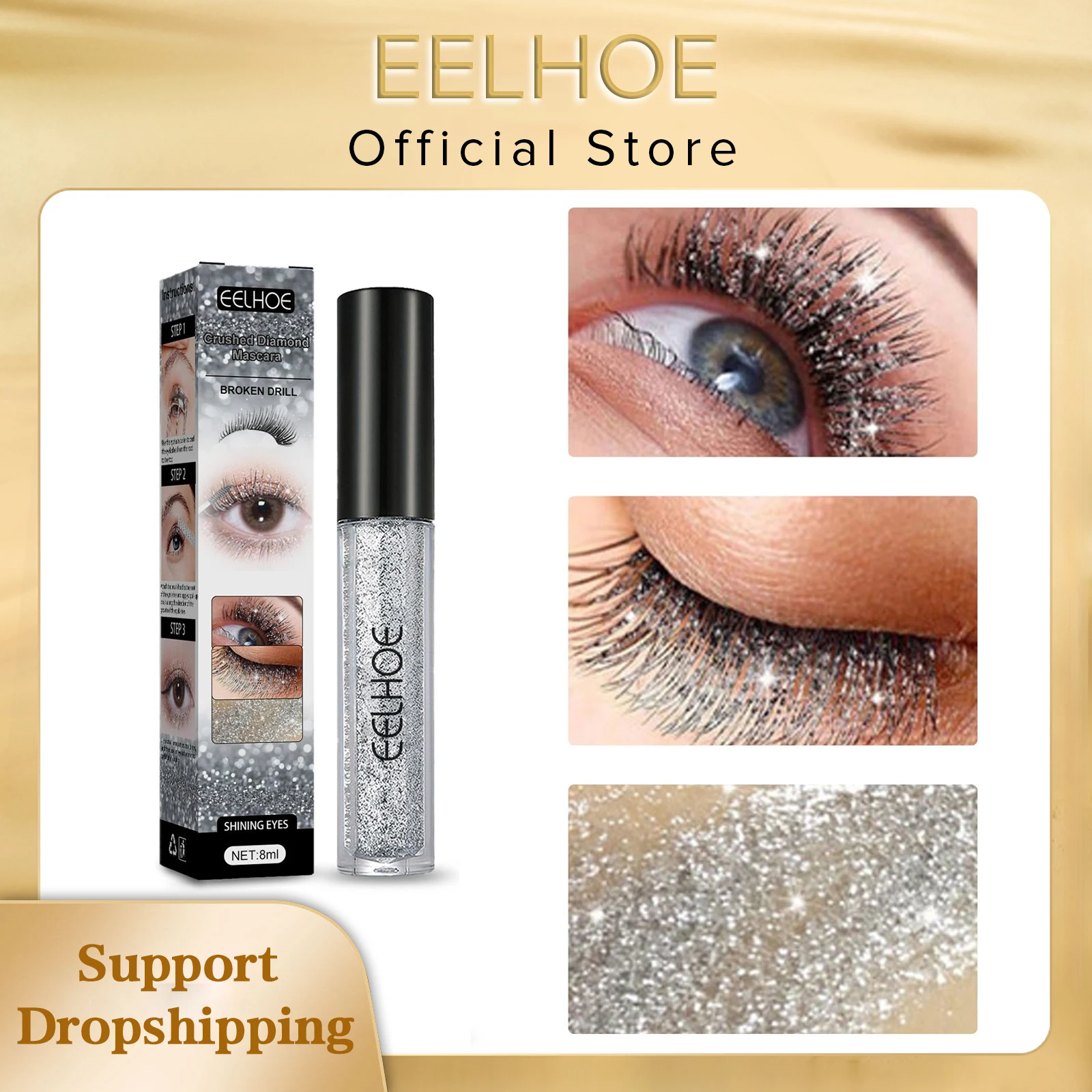EELHOE Diamond Glitter Mascara Eyelashes Curls Extension Quick Dry Waterproof Long-lasting Thick Shiny Eyelash Mascara Cosmetic
EELHOE Diamond Glitter Mascara Eyelashes Curls Extension Quick Dry Waterproof Long-lasting Thick Shiny Eyelash Mascara Cosmetic