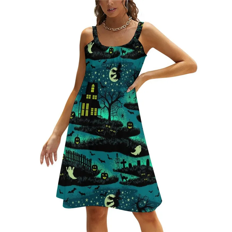 Magical Halloween Night Dress Fox Fire Green Ghots Black Cat Cute Dresses Summer Korean Fashion Oversize Sundress Print Vestido
Magical Halloween Night Dress Fox Fire Green Ghots Black Cat Cute Dresses Summer Korean Fashion Oversize Sundress Print Vestido