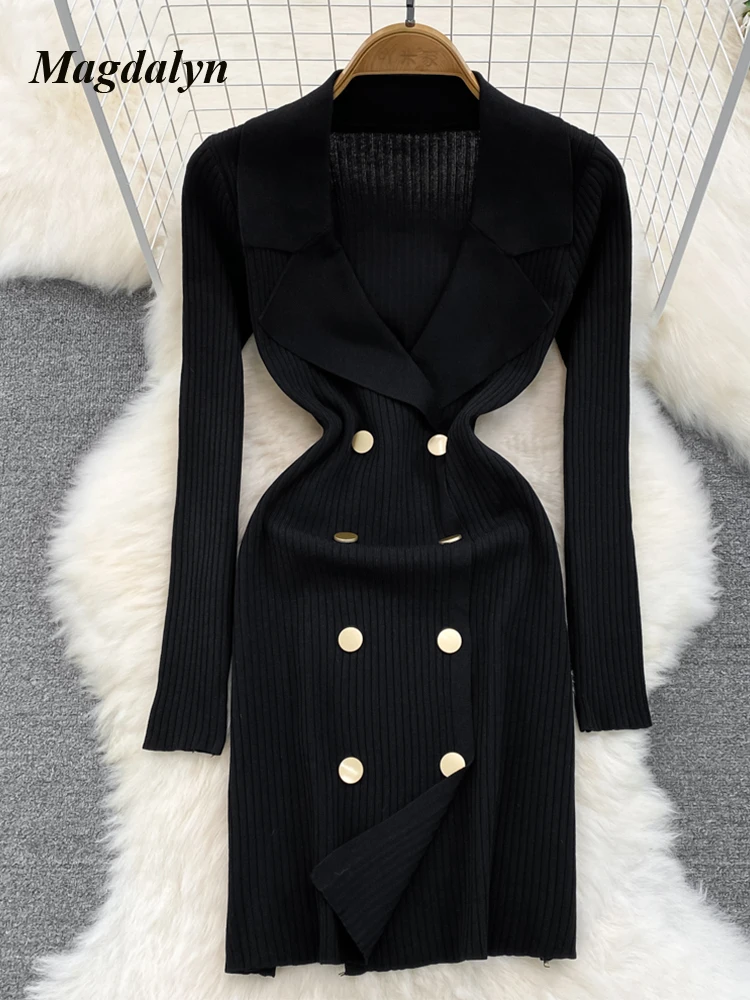 Magdalyn Women Winter Knitted Blazer Dress Notched Fashion Long Sleeves Knit Vestido Office Elegant Party Autumn Sweater Dresses
Magdalyn Women Winter Knitted Blazer Dress Notched Fashion Long Sleeves Knit Vestido Office Elegant Party Autumn Sweater Dresses