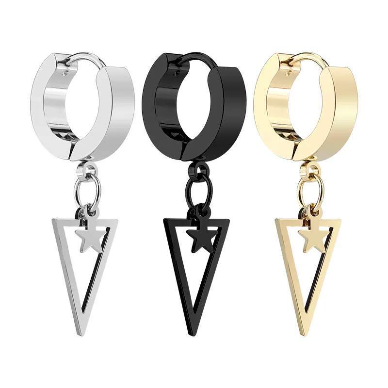 Korean fashion stainless steel Triangle Earrings Star Pendant titanium steel ear clip versatile accessories hip hop style
Korean fashion stainless steel Triangle Earrings Star Pendant titanium steel ear clip versatile accessories hip hop style