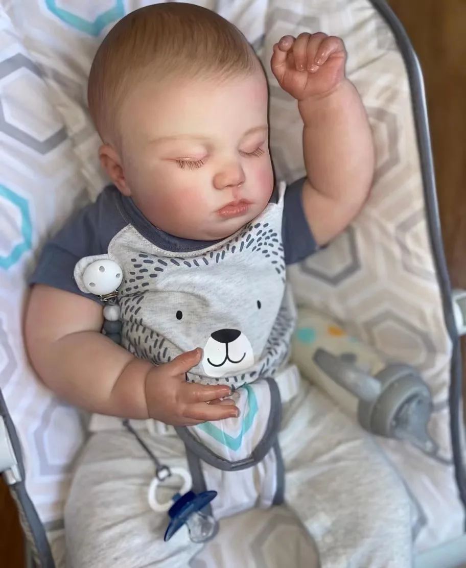 

FBBD 55cm Already Finished Reborn Baby Doll June 7Months Sleeping Cute Baby 3-D Skin With Painted Hair As Pictures Doll