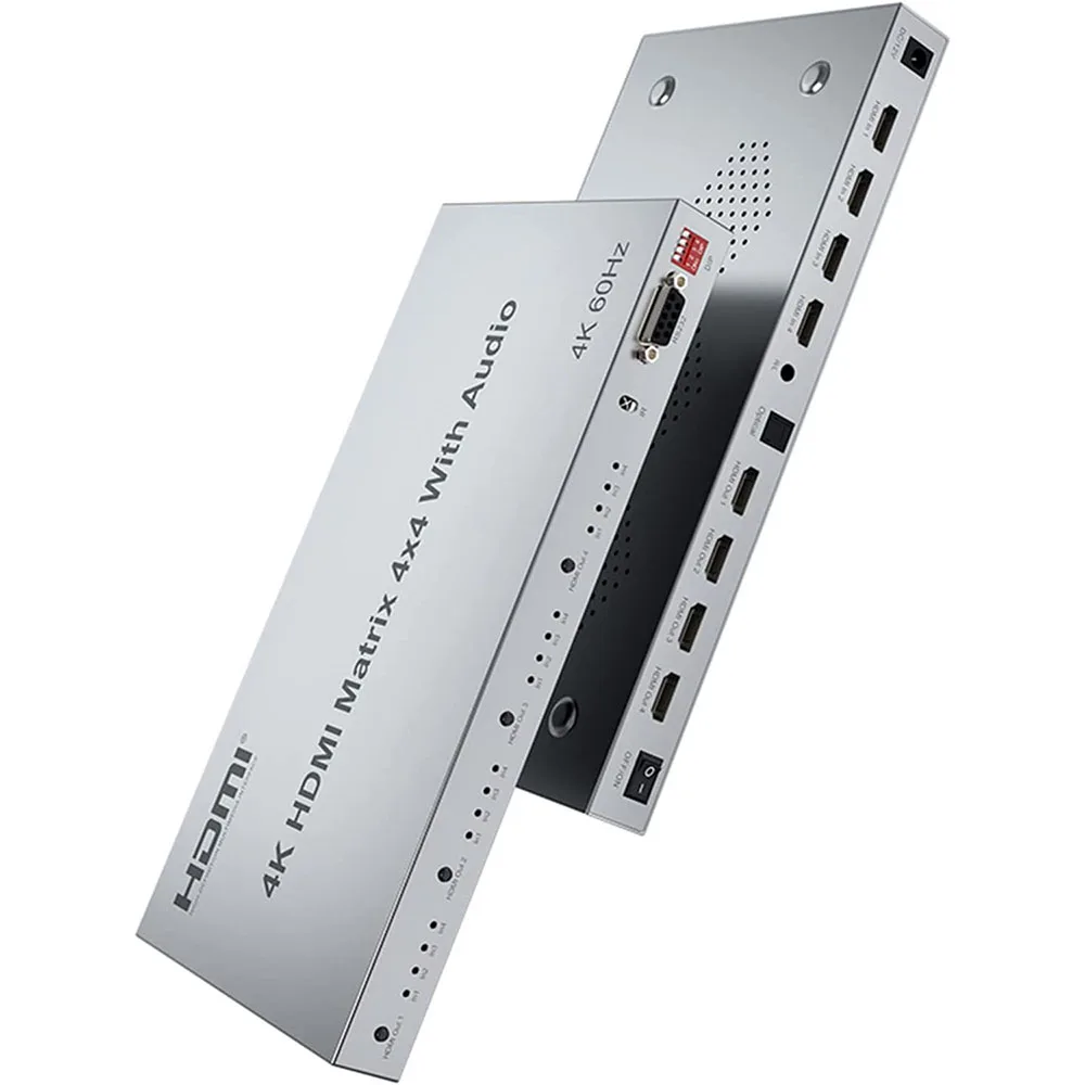 Матричный Коммутатор HDMI 4K @ 60 Гц, 4x4 с экстрактором звука, 4 в 4 выхода, HDMI переключатель, разветвитель с ИК-пультом дистанционного управления
Матричный Коммутатор HDMI 4K @ 60 Гц, 4x4 с экстрактором звука, 4 в 4 выхода, HDMI переключатель, разветвитель с ИК-пультом дистанционного управления