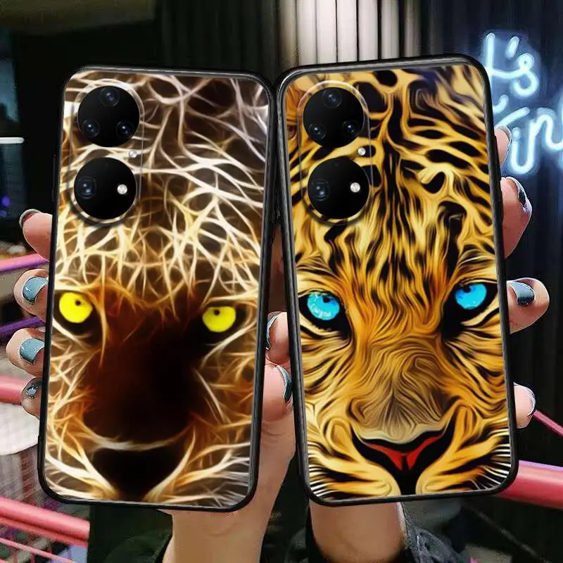 

Cute Tiger Phone Case For Huawei p50 P40 p30 P20 10 9 8 Lite E Pro Plus Black Etui Coque Painting Hoesjes comic fas