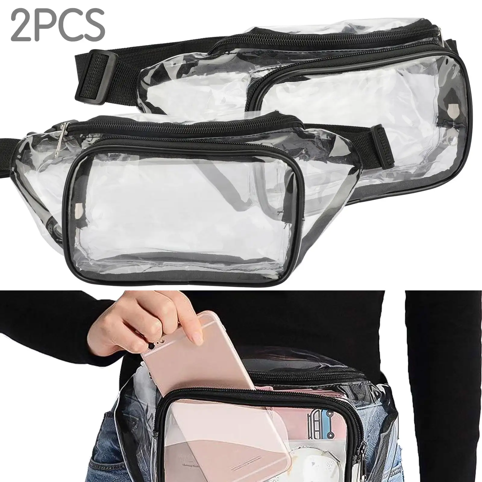2pcs Clear Fanny Packs Purse with Adjustable Belt Fashion Men Waist Bags for Festival Games Travel and Concerts
2pcs Clear Fanny Packs Purse with Adjustable Belt Fashion Men Waist Bags for Festival Games Travel and Concerts