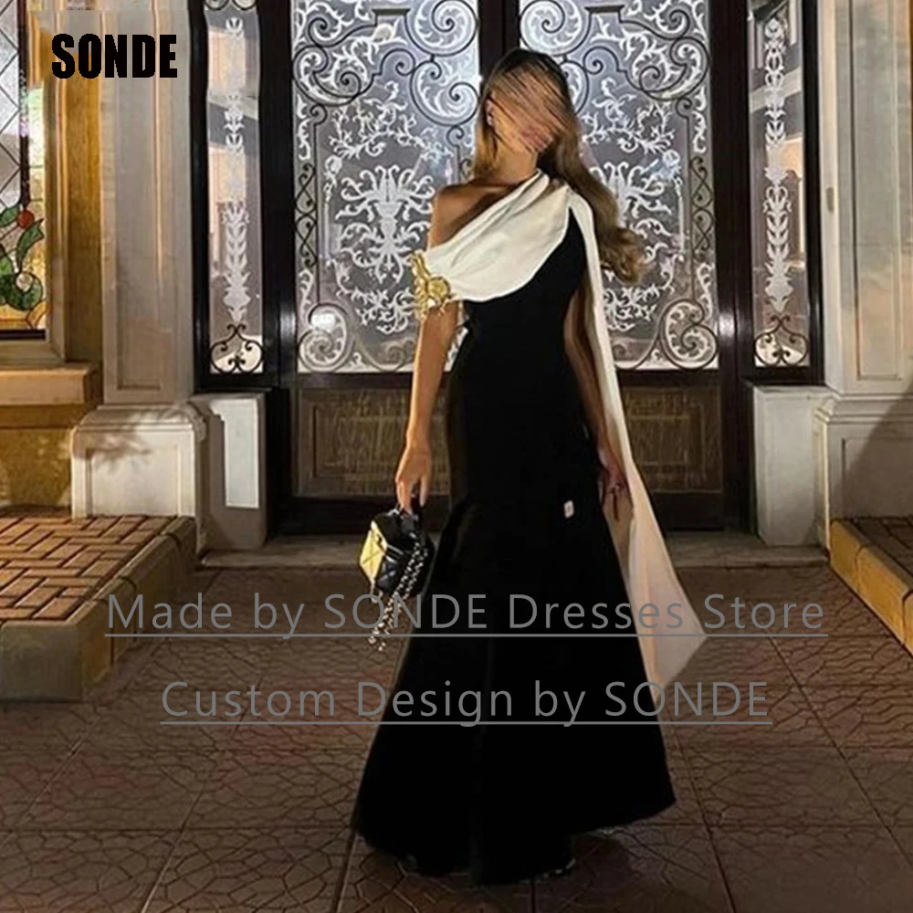 

SONDR Simple Night Evening Dresses Abendkleider Dubai Black White Stain Dubai African Party Dresse Long Robes De Soiré 2023