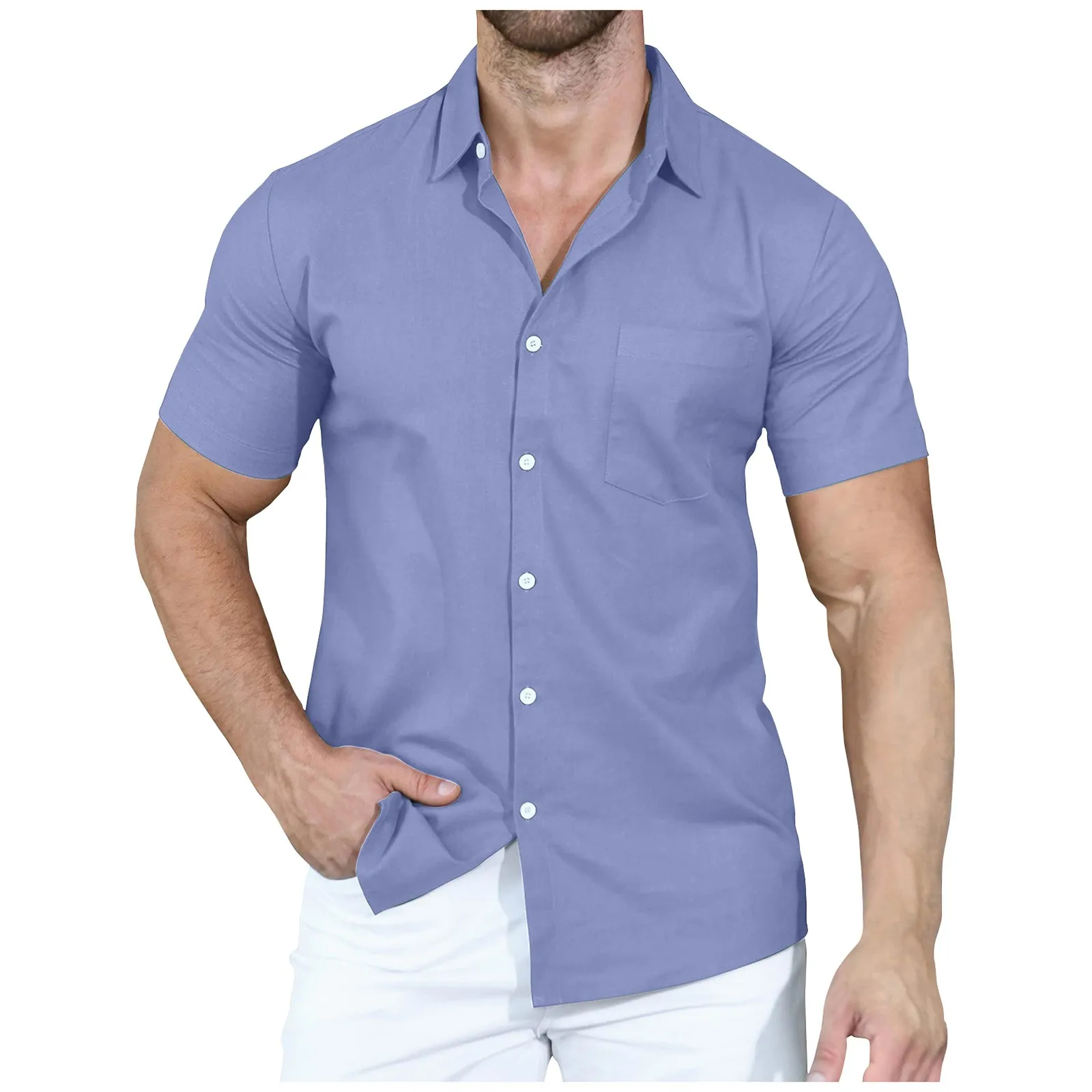 2023 Men's Summer Shirts Casual Solid Color Blouse Lapel Shorts Sleeve Loose Top Handsome Fashion Shirt Chemise Homme
2023 Men's Summer Shirts Casual Solid Color Blouse Lapel Shorts Sleeve Loose Top Handsome Fashion Shirt Chemise Homme