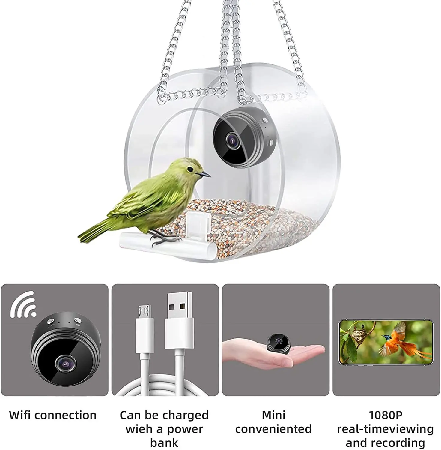 2023 Smart Bird Feeder Acrylic with Camera Bird House Pet Feeder Transparent 1080P HD Easy Installation for Outdoor Garden
2023 Smart Bird Feeder Acrylic with Camera Bird House Pet Feeder Transparent 1080P HD Easy Installation for Outdoor Garden
