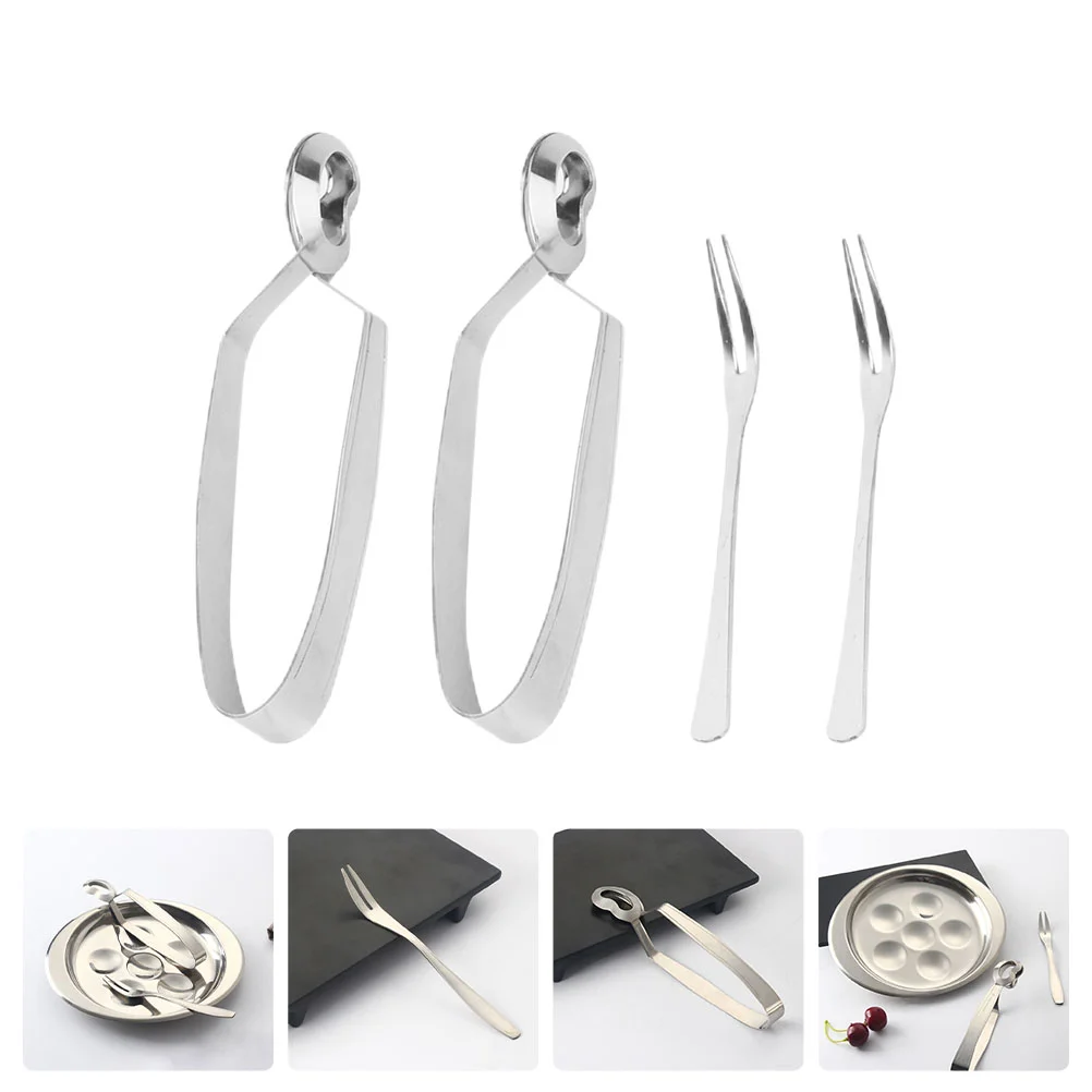 

Tongs Escargot Snail Forks Serving Fork Seafood Tong Set Clips Clip Clamp Lobster Kitchenpicks Shellfish Dining Tools Picking