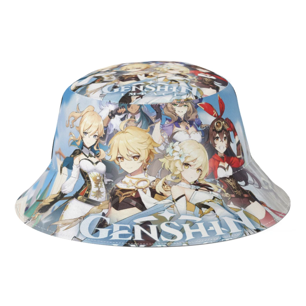 

Genshin Impact Fisherman Hats Boy Girl Customized Anime Winter Bucket Hat Journey Bob Femme Gorro Dropshipping