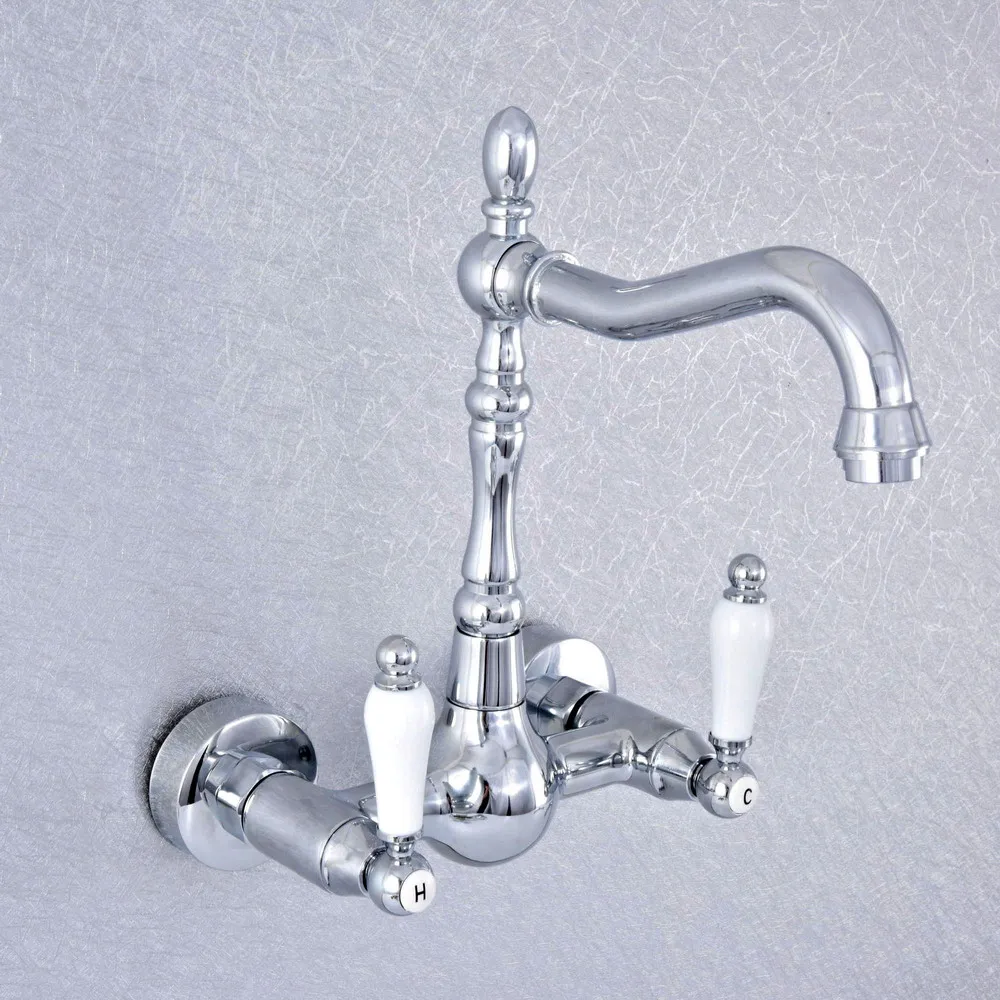 Polished Chrome Brass Bathroom Kitchen Sink Basin Faucet Mixer Tap Swivel Spout Wall Mounted Dual Ceramic Handles msf547
Polished Chrome Brass Bathroom Kitchen Sink Basin Faucet Mixer Tap Swivel Spout Wall Mounted Dual Ceramic Handles msf547