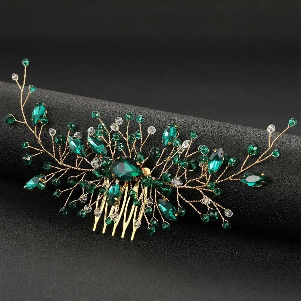 Wedding Delicate Handmade Prom Headpiece Green Crystal Leaf Tiara Bridal Hair Pins Hair Combs
Wedding Delicate Handmade Prom Headpiece Green Crystal Leaf Tiara Bridal Hair Pins Hair Combs