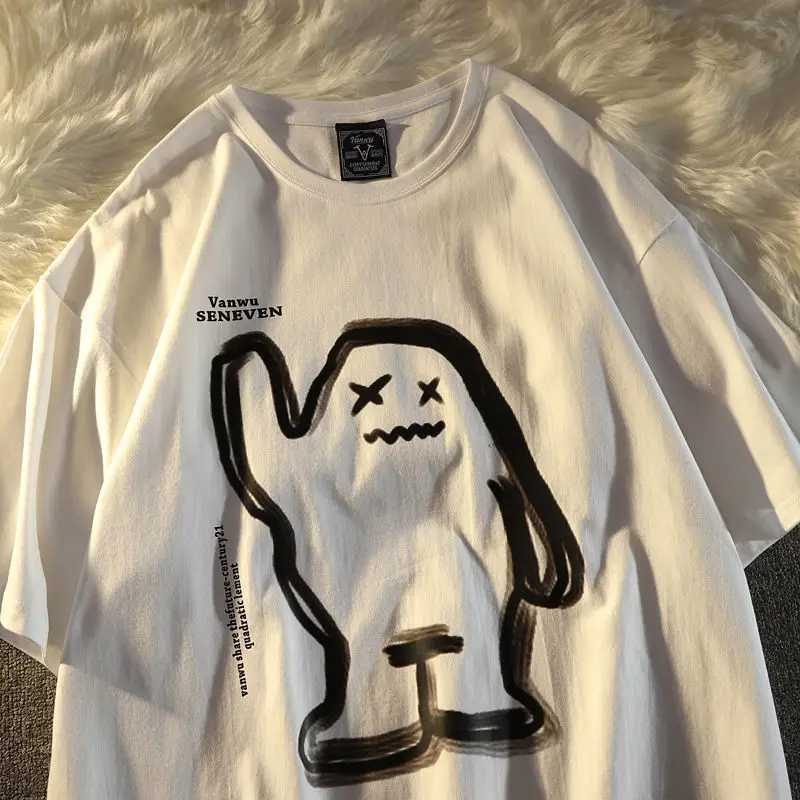 Women Summer Short-Sleeved T-Shirt Hand-Painted Graffiti Little Monster Print Loose Oversized Harajuku Kawaii Half-Sleeved Top
Women Summer Short-Sleeved T-Shirt Hand-Painted Graffiti Little Monster Print Loose Oversized Harajuku Kawaii Half-Sleeved Top