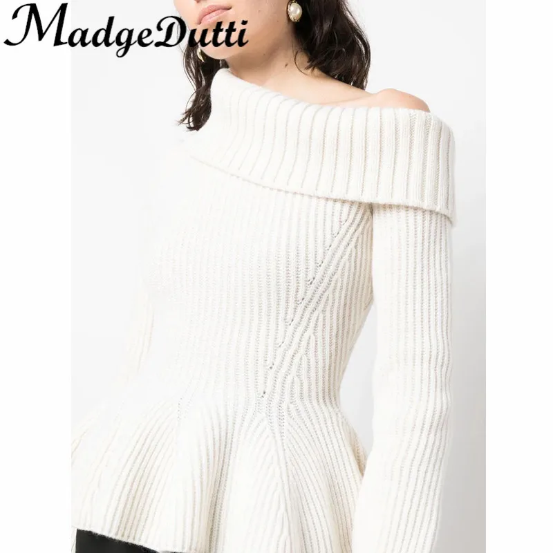 11.8 MadgeDutti Temperament Fashion Off Shoulder Asymmetrical Slim Ruffle Hem Wool Knit Sweater Women
11.8 MadgeDutti Temperament Fashion Off Shoulder Asymmetrical Slim Ruffle Hem Wool Knit Sweater Women