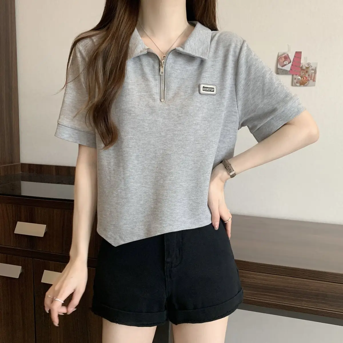Yasuk Spring Summer Casual T-Shirt Female Lapel Shirt Pullover Women's Loose Tees Student Preppy Style Solid Print
Yasuk Spring Summer Casual T-Shirt Female Lapel Shirt Pullover Women's Loose Tees Student Preppy Style Solid Print
