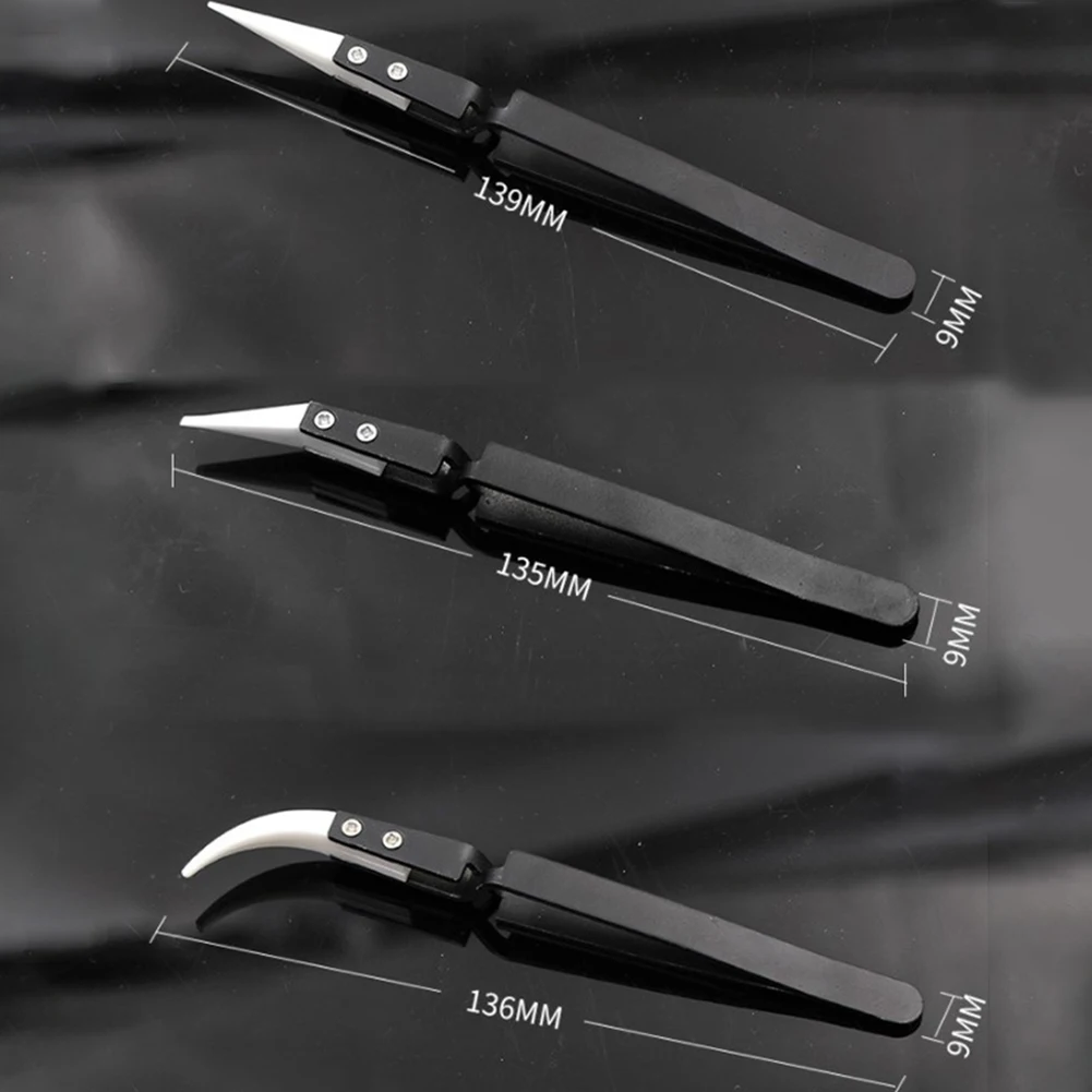 3pcs 135-140mm Non Conductive Ceramic Tweezers Little/Big/Straight Anti-Static Reverse Tweezers Ceramic Replaceable Tips
3pcs 135-140mm Non Conductive Ceramic Tweezers Little/Big/Straight Anti-Static Reverse Tweezers Ceramic Replaceable Tips