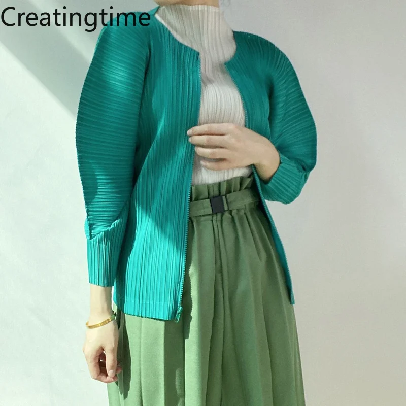 Женское Плиссированное уличное пальто Creatingtime, однотонное пальто на молнии с круглым вырезом и пышными рукавами, весна 2022, LH019
Женское Плиссированное уличное пальто Creatingtime, однотонное пальто на молнии с круглым вырезом и пышными рукавами, весна 2022, LH019