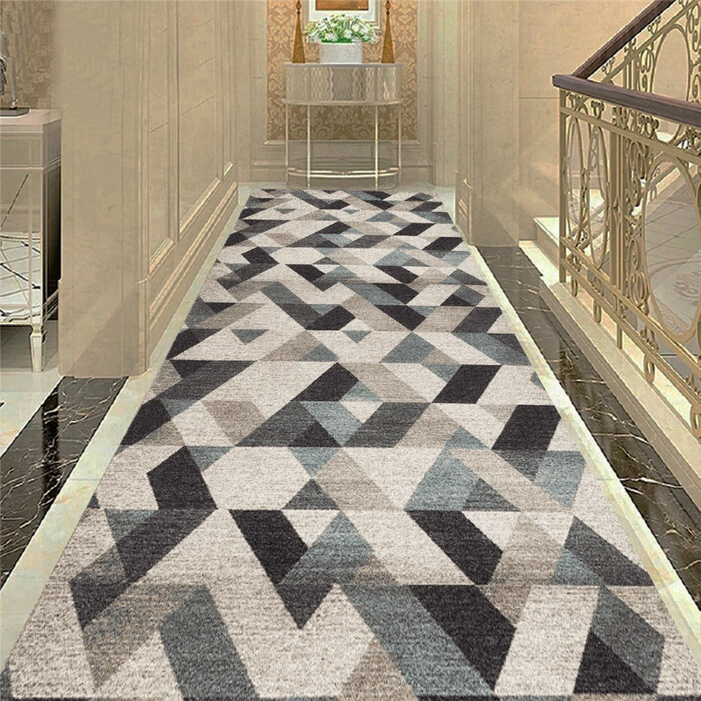 

Simple Geometric Living Room Area Rug Modern Corridor Hallway Carpet Kitchen Mat Balcony Bedroom Rugs Flannel Anti-slip Doormat