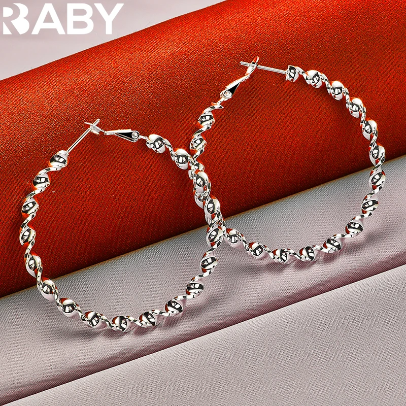 925 Sterling Silver Earrings For Women 50mm Twist Rope Wave Circle Hoop Earring Wedding Fashion Party Charm Jewelry Accessories
925 Sterling Silver Earrings For Women 50mm Twist Rope Wave Circle Hoop Earring Wedding Fashion Party Charm Jewelry Accessories